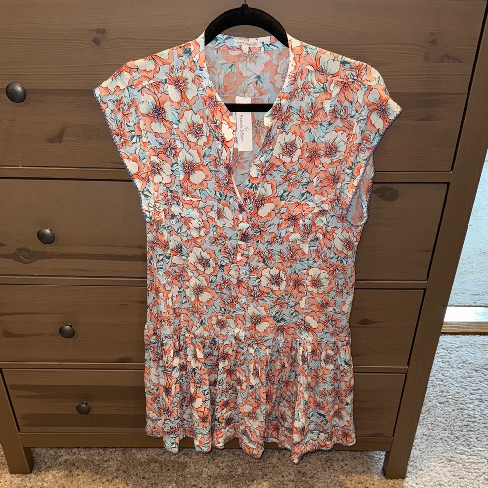 Poupette St. Barth Floral Mini Dress - Pink and Blue